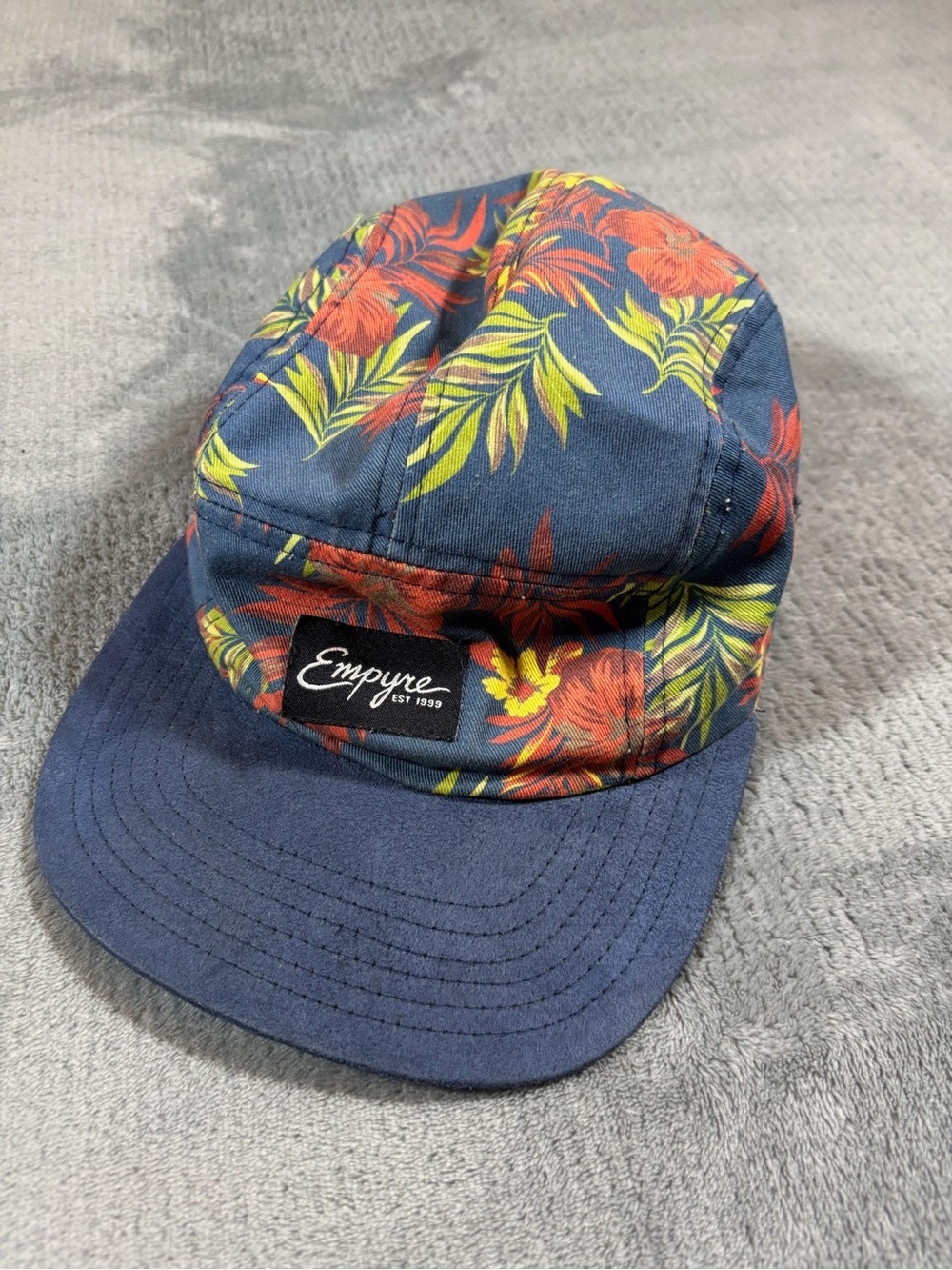 Empyre Navy Floral Camp Cap - Red & Yellow Accents